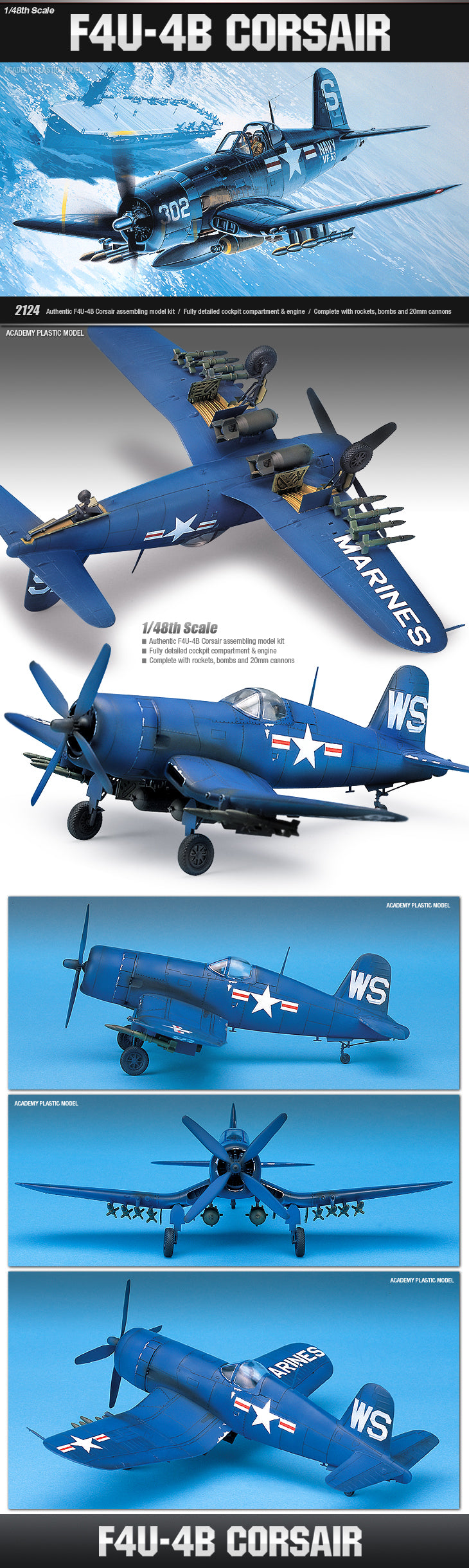 Academy 12267 1:48 F4U-4B Corsair USA Military Aircraft Plane Model Kit