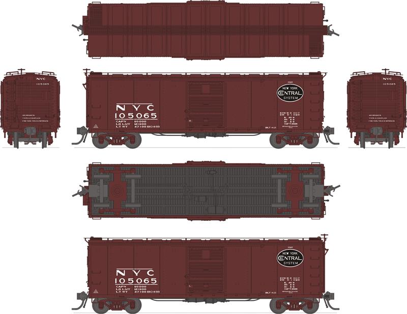 Broadway Limited 1758 HO New York Central 486 40' Steel Boxcar #105065
