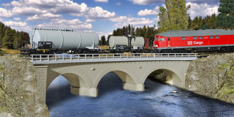 Kibri 39723 HO Single Track 45° Curved Stone Bridge Kit