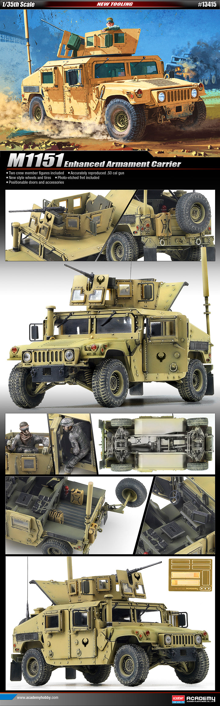 Academy 13415 1:35 M1151 Enhanced Armament Carrier Military Vehicle Model Kit