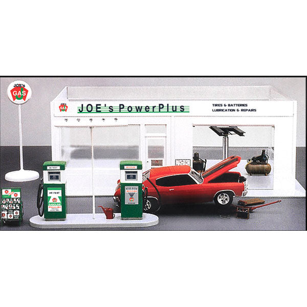 Academy 15122 1:24 Joe's Power Plus Service Station w/Accessories Model Kit