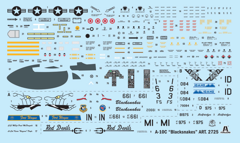 Italeri 2725 1:48 A10C Blacksnakes USAF Attacker/Fighter Plane Kit