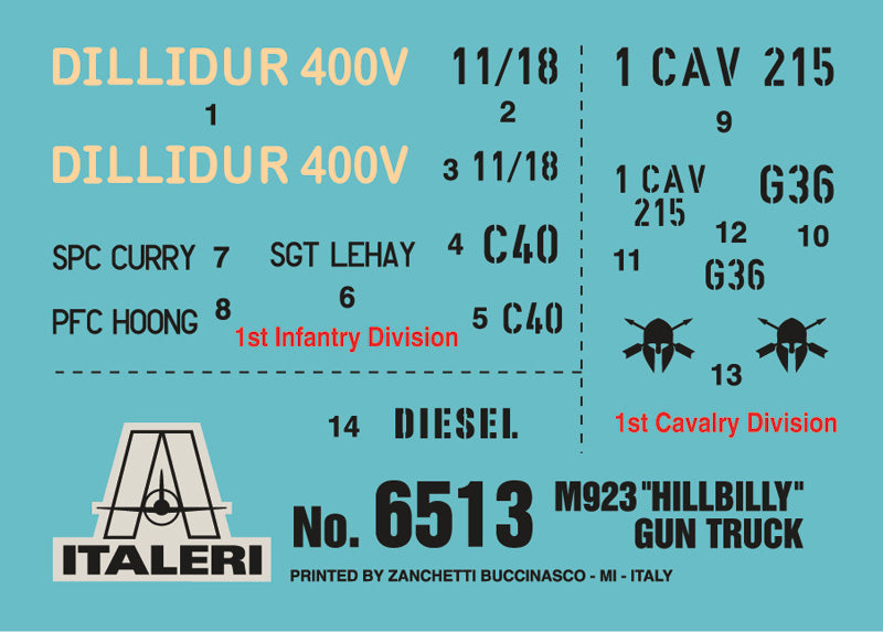Italeri 6513 1:35 M923 Hillbilly US Gun Truck Military Vehicle Model Kit