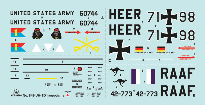 Italeri 849 1:48 UH1D Iroquois Military Aircraft Helicopter Model Kit