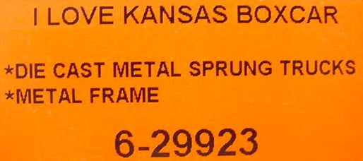 Lionel 6-29923 O Gauge I Love Kansas Boxcar #29923 NIB