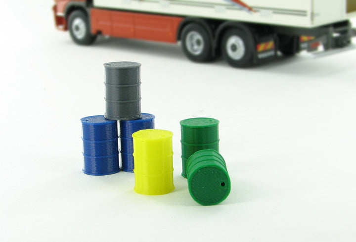 3D to 50-240-AS 1:50 Scale 55 Gallon Barrels Assorted Colors Plastic (Pack of 6)