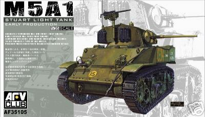AFV Club AF35105 1:35 M5A1 Stuart Light Early Military Tank Model Kit