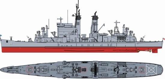 Dragon 7121 1:700 U.S.S. Chicago CG11 Cruiser Warship Plastic Model Kit