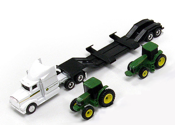 Ertl 35456 1:64 John Deere Semi Hauler Semi-Truck W/White Hauling Two Tractors