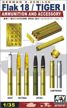 AFV Club AF35107 1:35 German 8.8cm/L56 Flak 18/Tiger I Ammo & Accessory Set