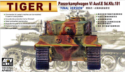 AFV Club AF48001 1:48 Tiger I PzKfw VI Ausf E SdKfz 181 Final Version Tank Kit