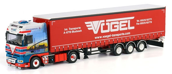 WSI 07-1004 1:50 Die Cast Vögel DAF XF 95 Super Space Cab w/Curtainside Trailer