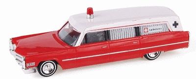 Busch 42908 HO 1:87 Scale Red & White Cadillac Wagon Ambulance
