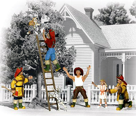 Woodland Scenics A1882 HO Firemen to the Rescue Figures (Set of 8)