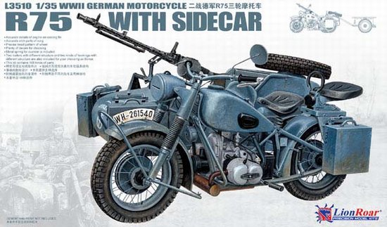 Lion Roar 3510 1:35 WWII German BMW R75 Motorcycle w/Sidecar Vehicle Kit