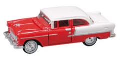 Classic Metal Works 30125 HO Mini Metals Red/White ''55 Chevy Bel Air Sedan Car