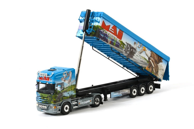 WSI 01-1223 1:50 Die Cast Mai Logistik Scania R Topline w/Volume Tipper Trailer