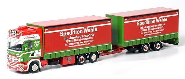 WSI 01-1282 1:50 Die Cast Wehle Scania R6 Topline w/Curtainside Trailers (2)