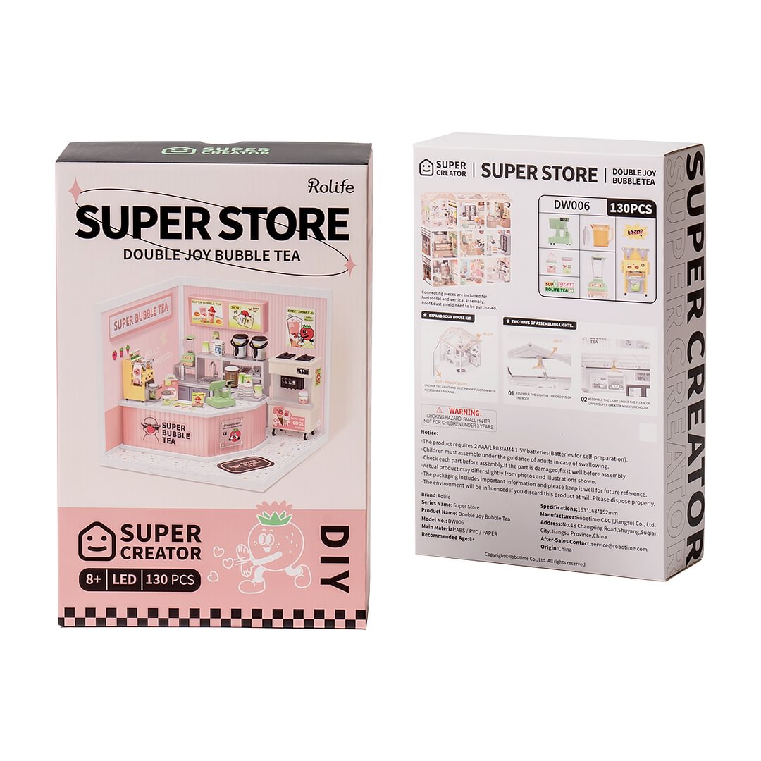 Robotime DW006 Rolife Super Creator Double Joy Bubble Tea Miniature House Kit