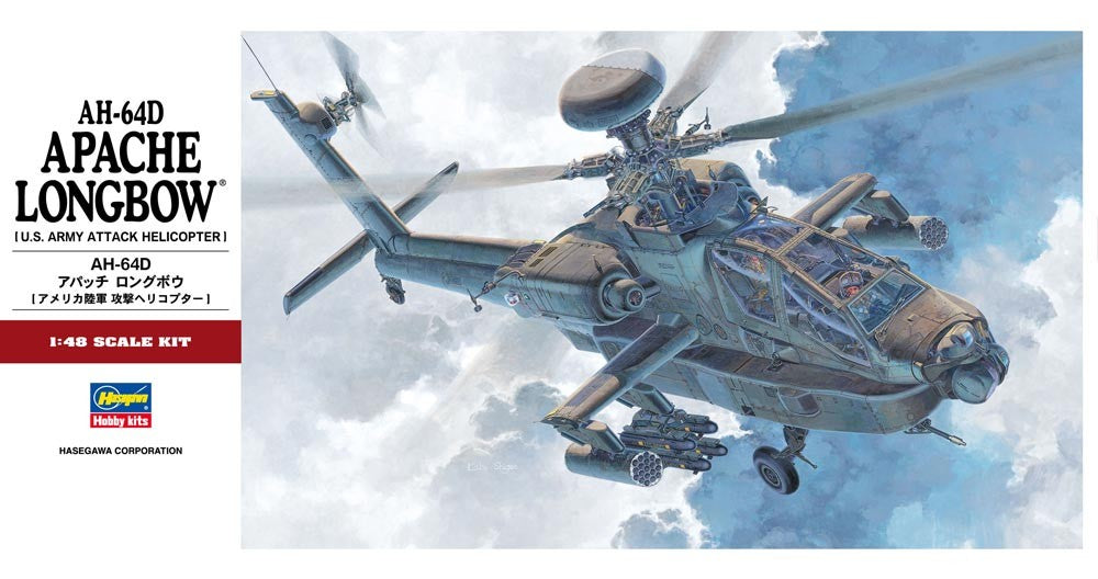 Hasegawa 07223 1:48 Boeing AH-64D Apache Longbow Military Helicopter Kit