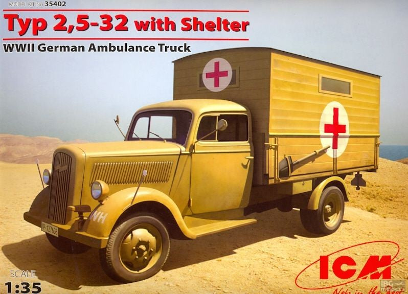 ICM 35402 1:35 WWII Type 2,5-32 German Ambulance Truck w/Shelter Vehicle Kit
