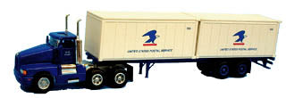Model Power 22001 1:87 Blue Tractor & Trailer Short Haul W/20’ Container US Mail