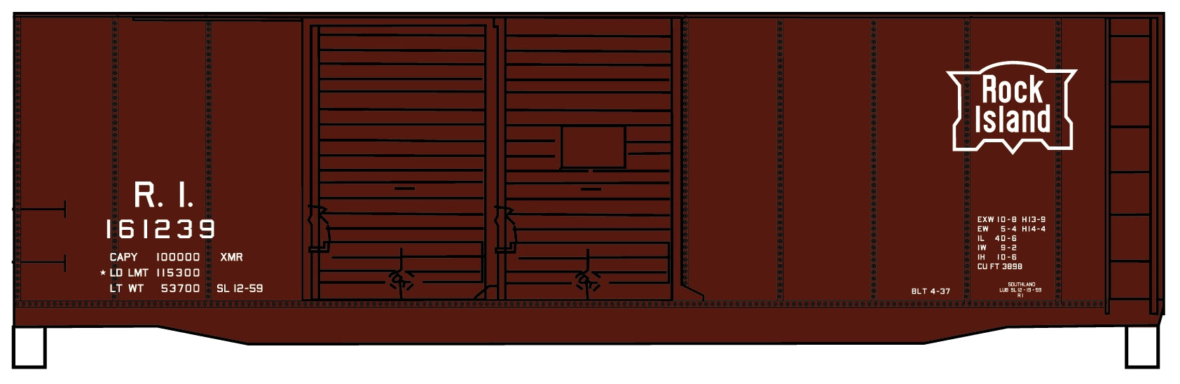 Accurail 3643 HO Rock Island 40' AAR Double Door Steel Boxcar Kit