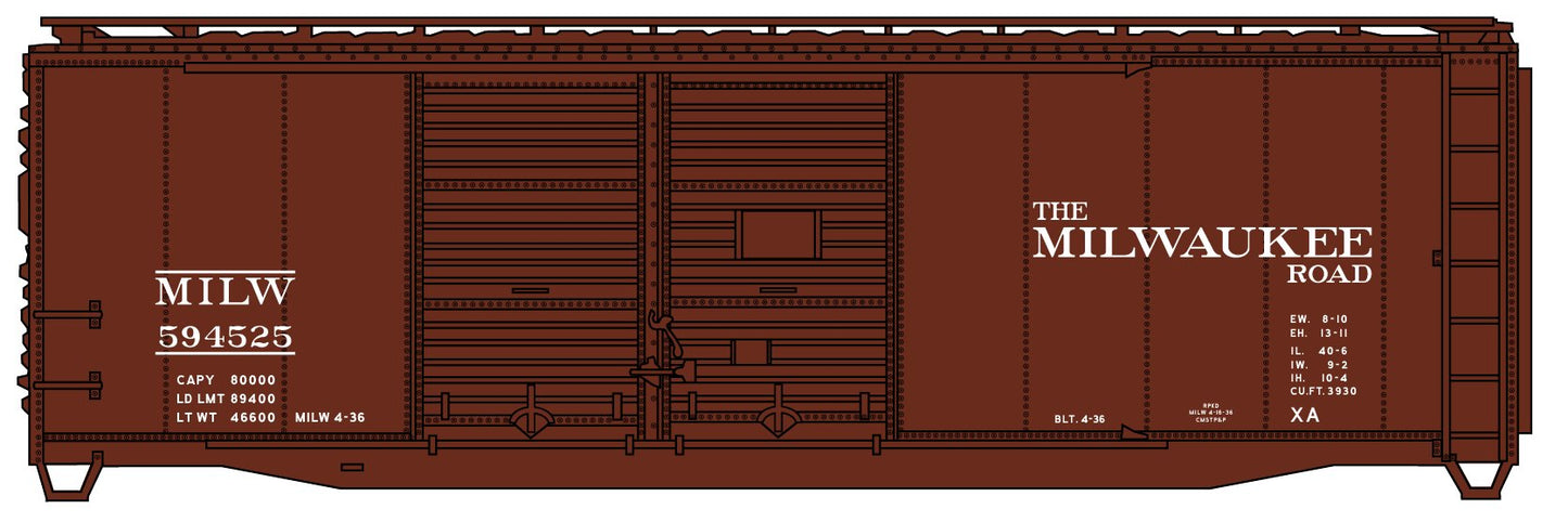 Accurail 3645 HO Milwaukee Road 40' Double Door Riveted Steel Boxcar