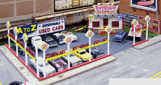 Blair Line 197 HO A-to-Z Used Car Lot Billboard Sign Kit MT/Box