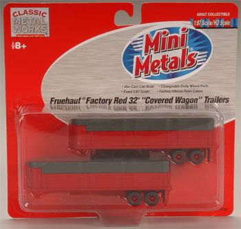 Classic Metal Works 31131 HO Mini Metals Red Fruehauf 32’ Covered Wagon Trailers