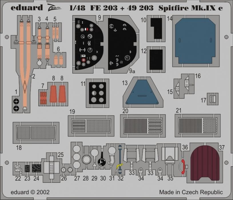 Eduard 49203 1:48 Aircraft Spitfire Mk. IX C Aircraft Kit Detail Parts