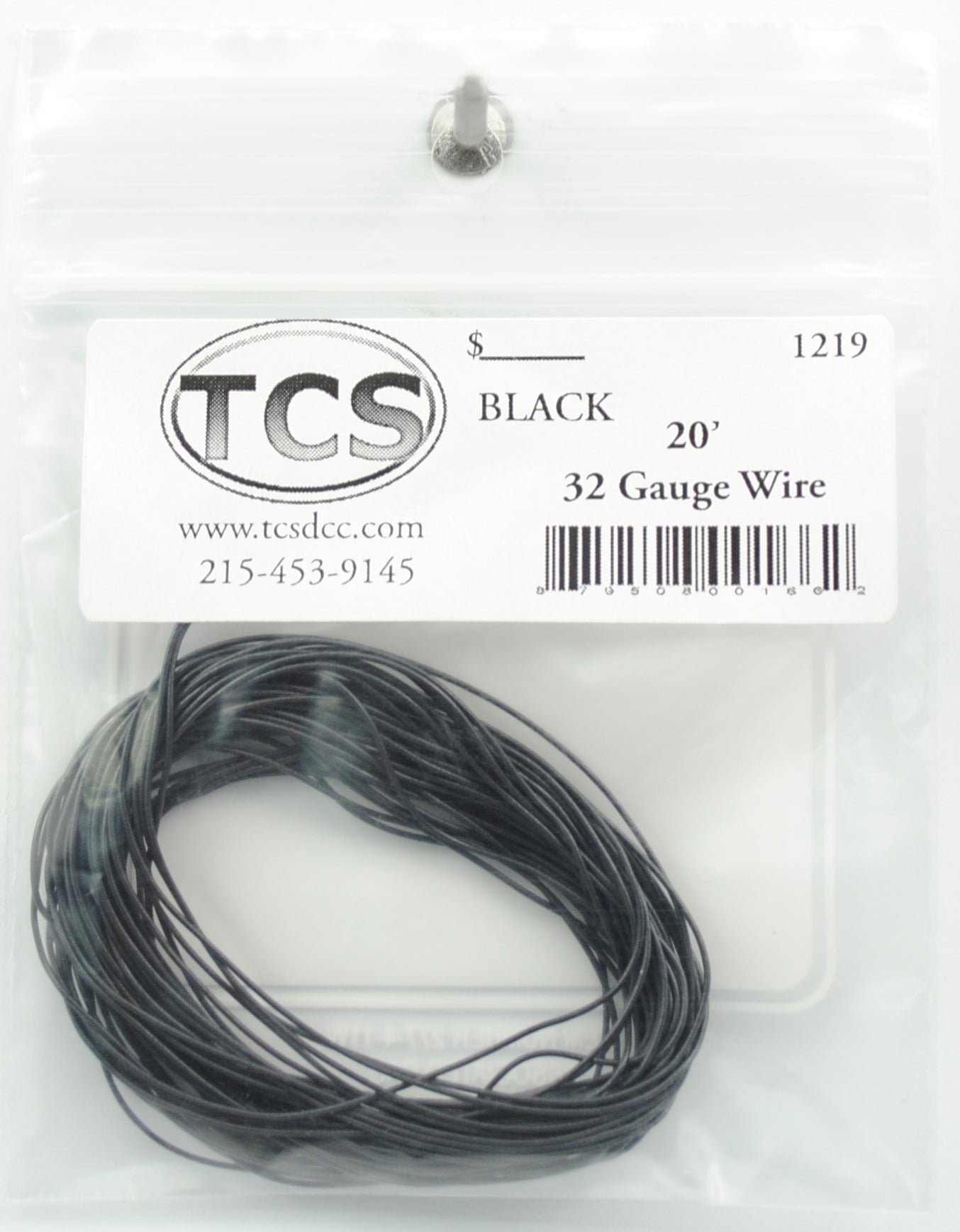 Train Control Systems 1219 32 Gauge Black Wire - 20'