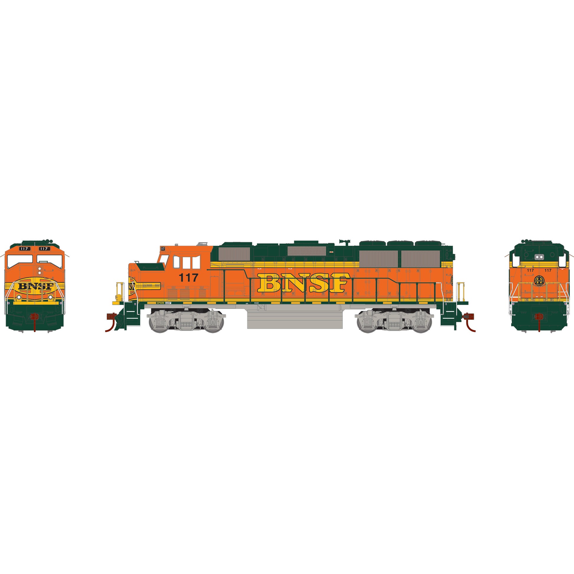 Athearn 88851 HO Scale BNSF/Heritage II GP60M Diesel Locomotive #117