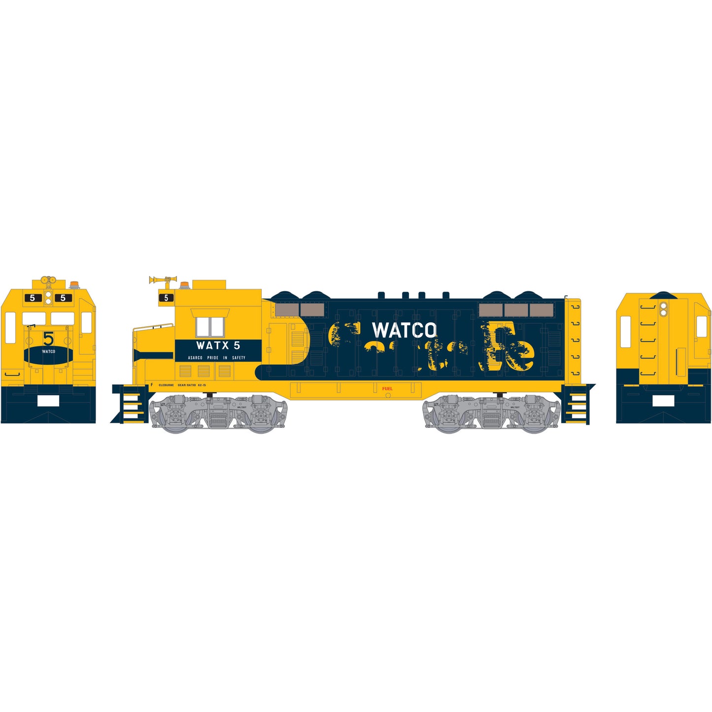 Athearn 89942 HO Watco RTR CF7-Angled Cab Deisel Locomotive #5