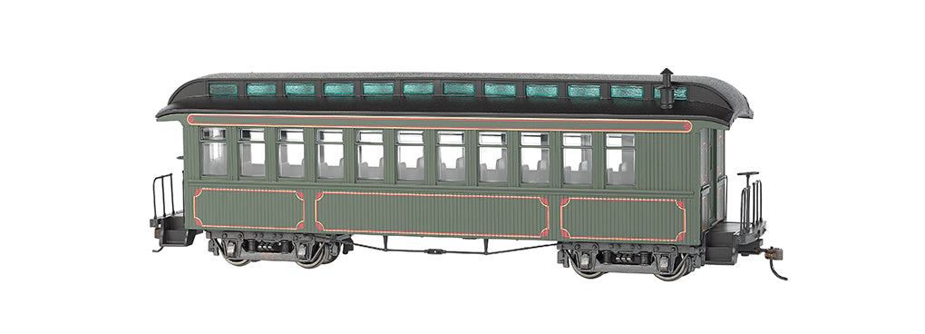 Bachmann 26202 On30 Unlettered Olive Coach/Observation Car with Lighted Interior NIB