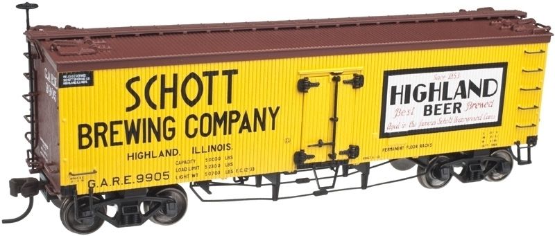 Atlas 20002712 HO Schott Brewing Company 36' Wood Reefer W/ Truss Rods