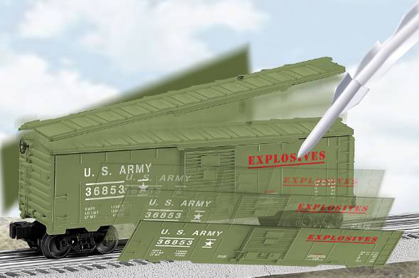 Lionel 6-36853 O US Army Exploding Boxcar