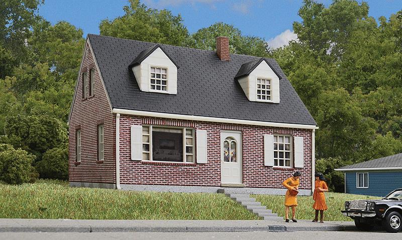 Walthers 933-3774 HO Scale Brick Cape Cod House Model Building Kit