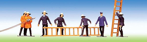 Faller 151006 HO Firemen Figures with Ladders and Hoses (Set of 7)