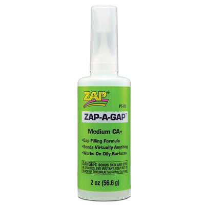 Pacer Glue PT-01 Zap-A-Gap/CA+ Gap-Filling Adhesive 2oz 56.8ml