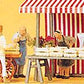 Preiser 10053 HO Vendors & Customer Figures w/Fruit & Veg. Stalls (Set of 4)