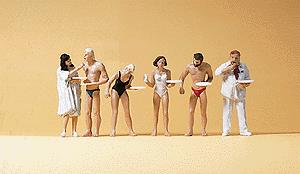 Preiser 10424 HO Scale Sunbathers Eating Figures (Set of 6)