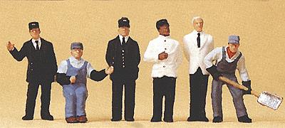 Preiser 10452 HO Scale US Railroad Passenger Train Personnel Figures (Set of 6)
