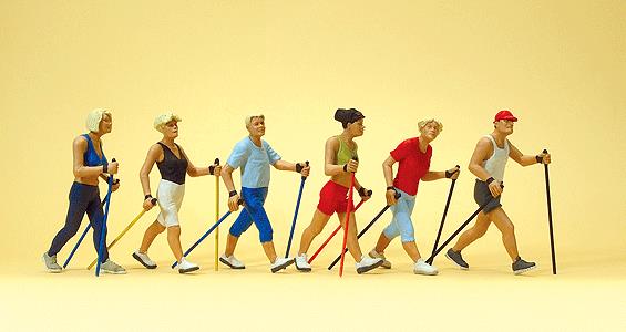 Preiser 10575 HO Nordic Walkers Figures (Set of 6)