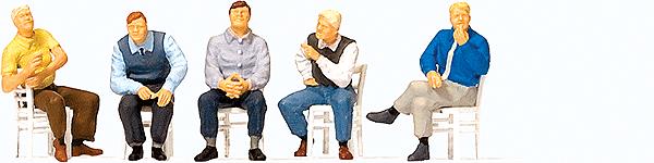 Preiser 10579 HO Waiting Men Sitting on Chair Figures (Set of 5)