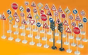 Preiser 18203 HO Scale Assorted Traffic Signs Plastic Model Kit (Set of 40)