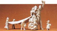 Preiser 45180 G Unpainted Wedding Party Plastic Figure Kit (Set of 6)