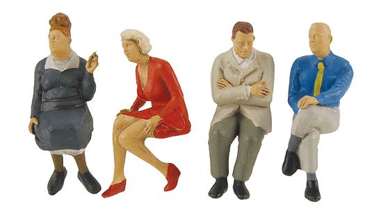 Preiser 65352 O Seated Travelers #3 Figures (Set of 4)