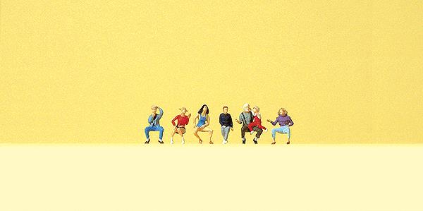 Preiser 79212 N Seated Grandfather & Children Figures (Set of 6)