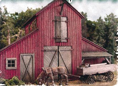 Bar Mills 0502 HO The Barn at Jackson Corners with Horse & Wagon Kit
